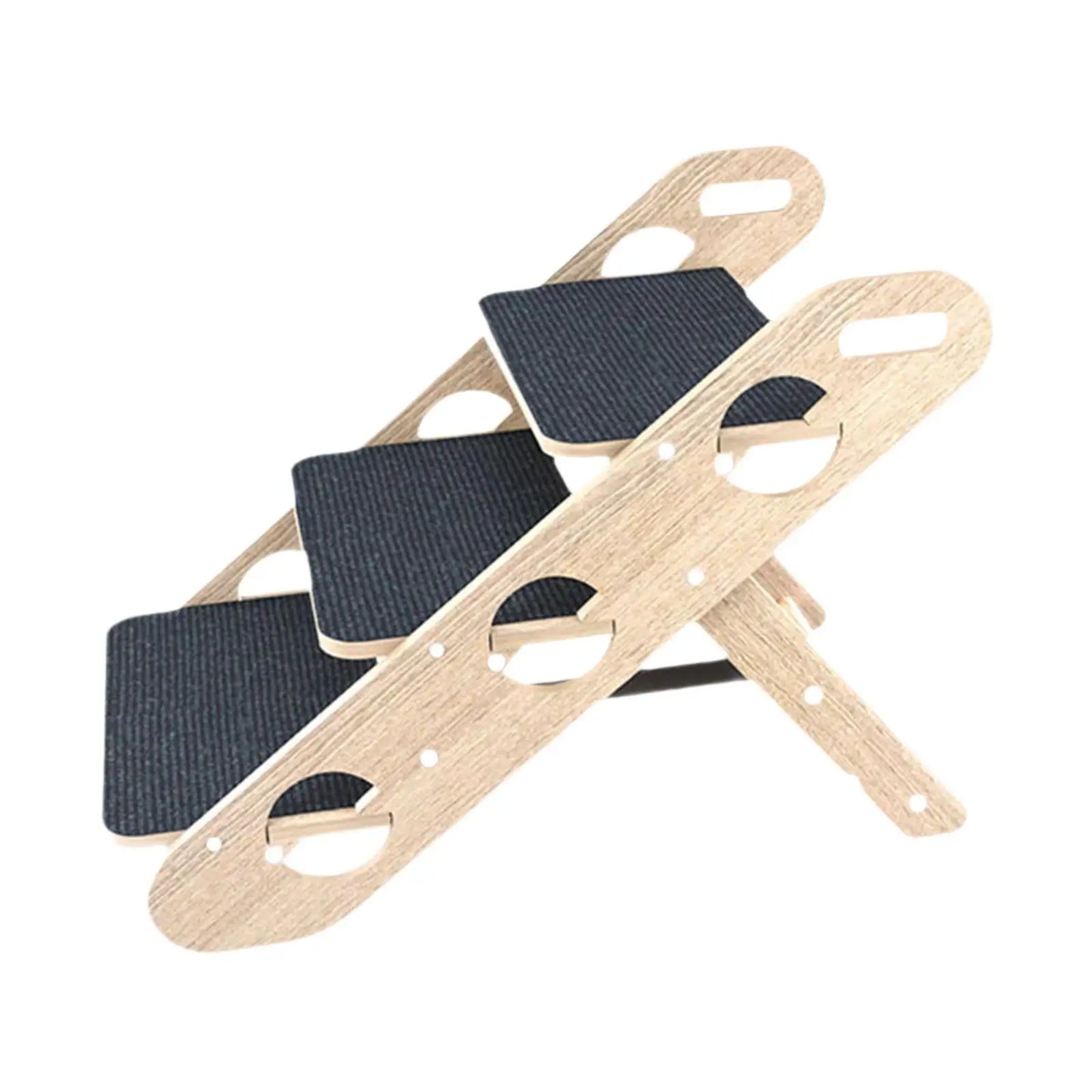 Foldable Wooden Dog Stairs (3-Step) – Non-Slip Carpeted Steps for Bed & Sofa