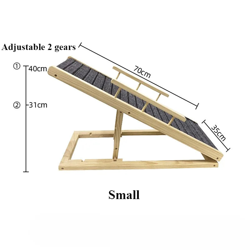 Adjustable Dog Ramp for Couch/Bed – Foldable Solid Wood, Anti-Slip Surface