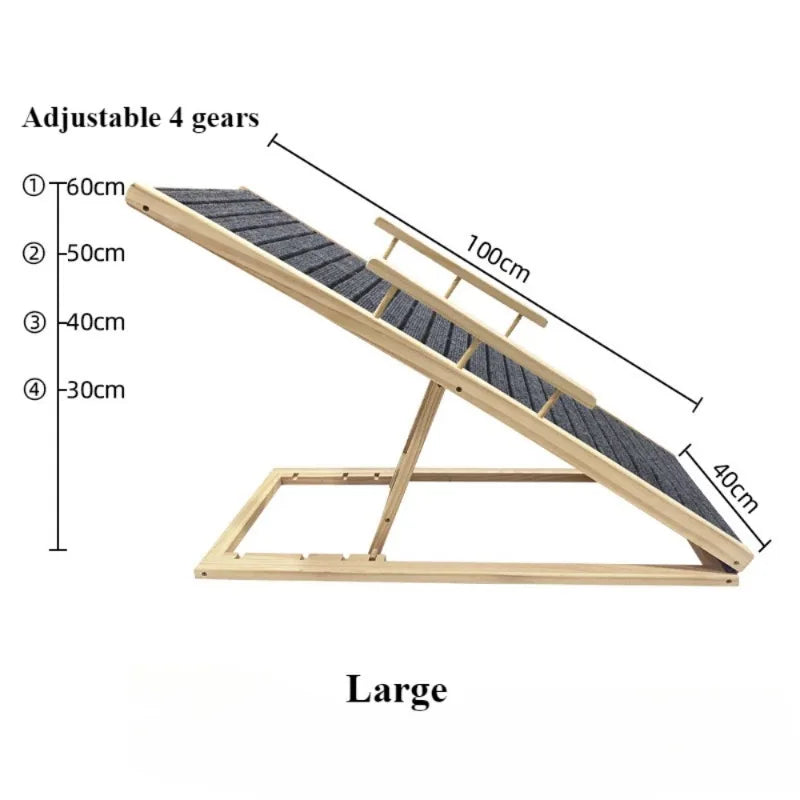 Adjustable Dog Ramp for Couch/Bed – Foldable Solid Wood, Anti-Slip Surface