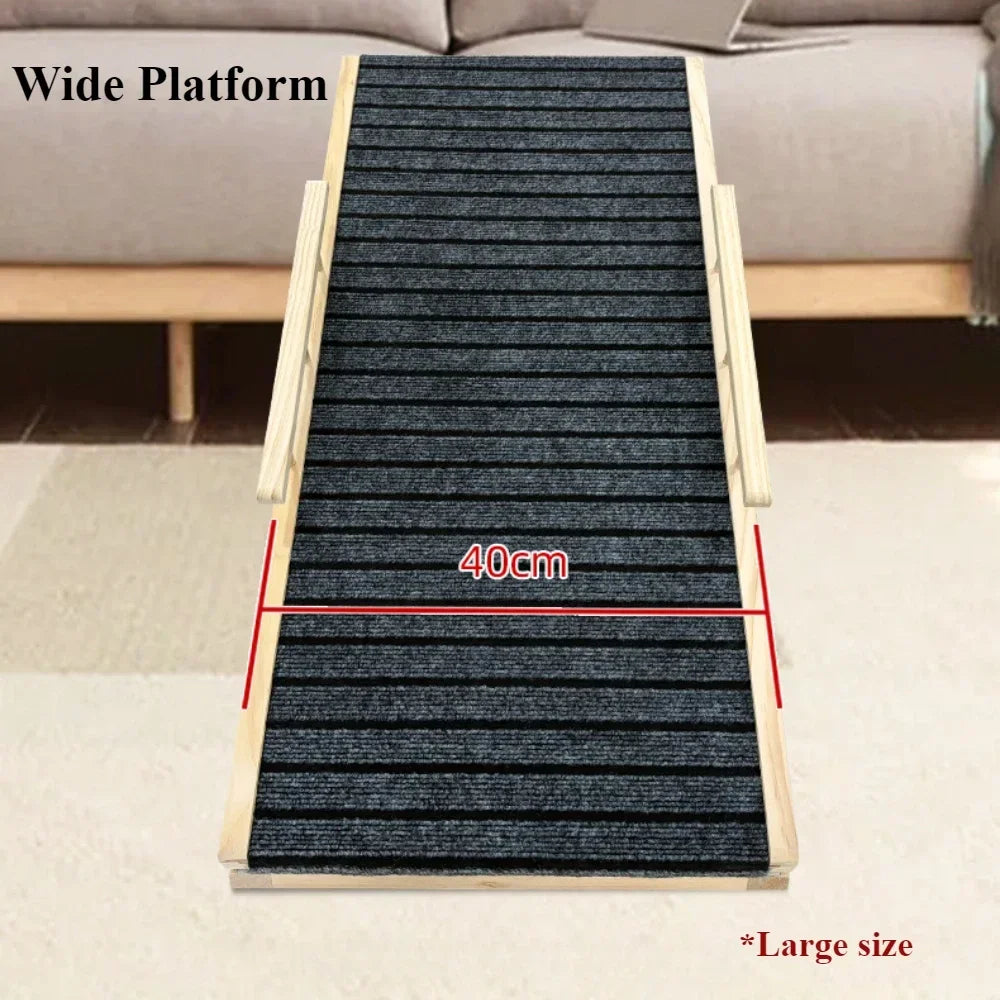 Adjustable Dog Ramp for Couch/Bed – Foldable Solid Wood, Anti-Slip Surface
