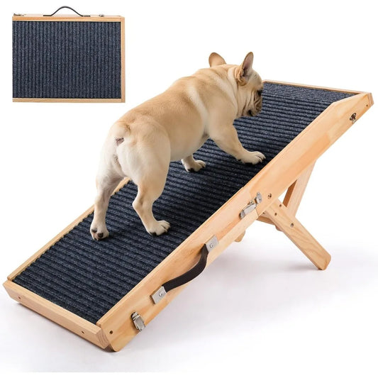 Adjustable Foldable Dog Ramp for Sofa & Bed – Non-Slip Surface (6 Heights)